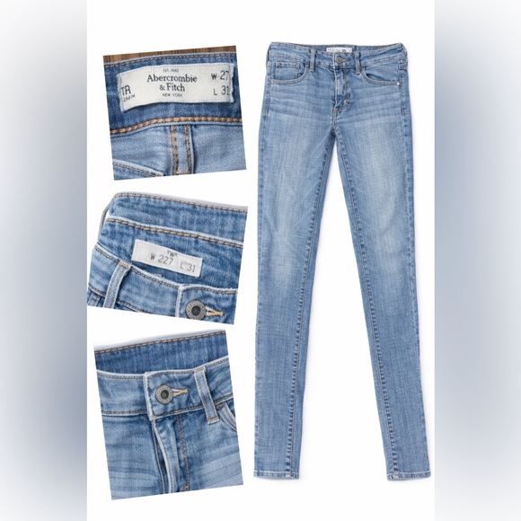 Abercrombie & Fitch Denim - Abercrombie & Fitch Skinny Jeans W27 L31 Light Wash Stretch Denim
